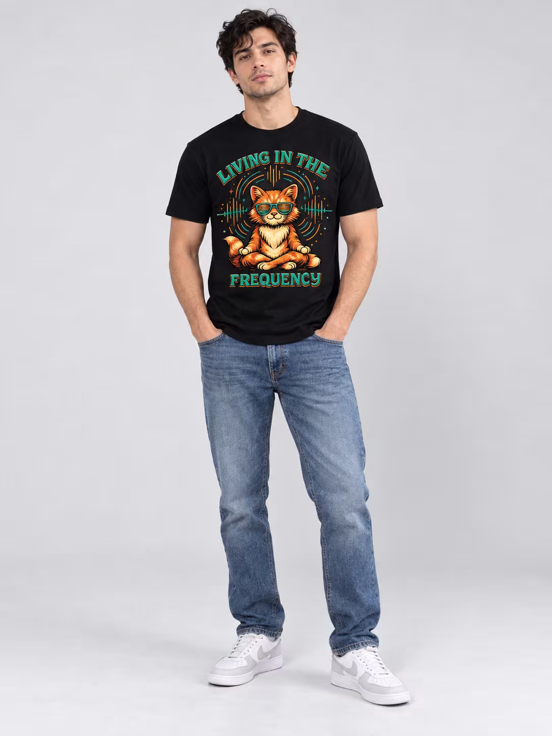 All You Need is Techno Regular Fit T-Shirt in Black, worn by a model