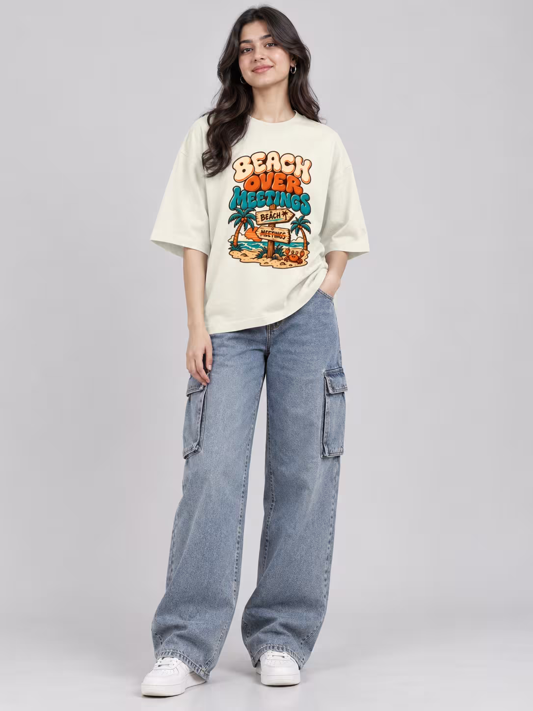 Beach Over Meetings Unisex Oversized T-Shirt