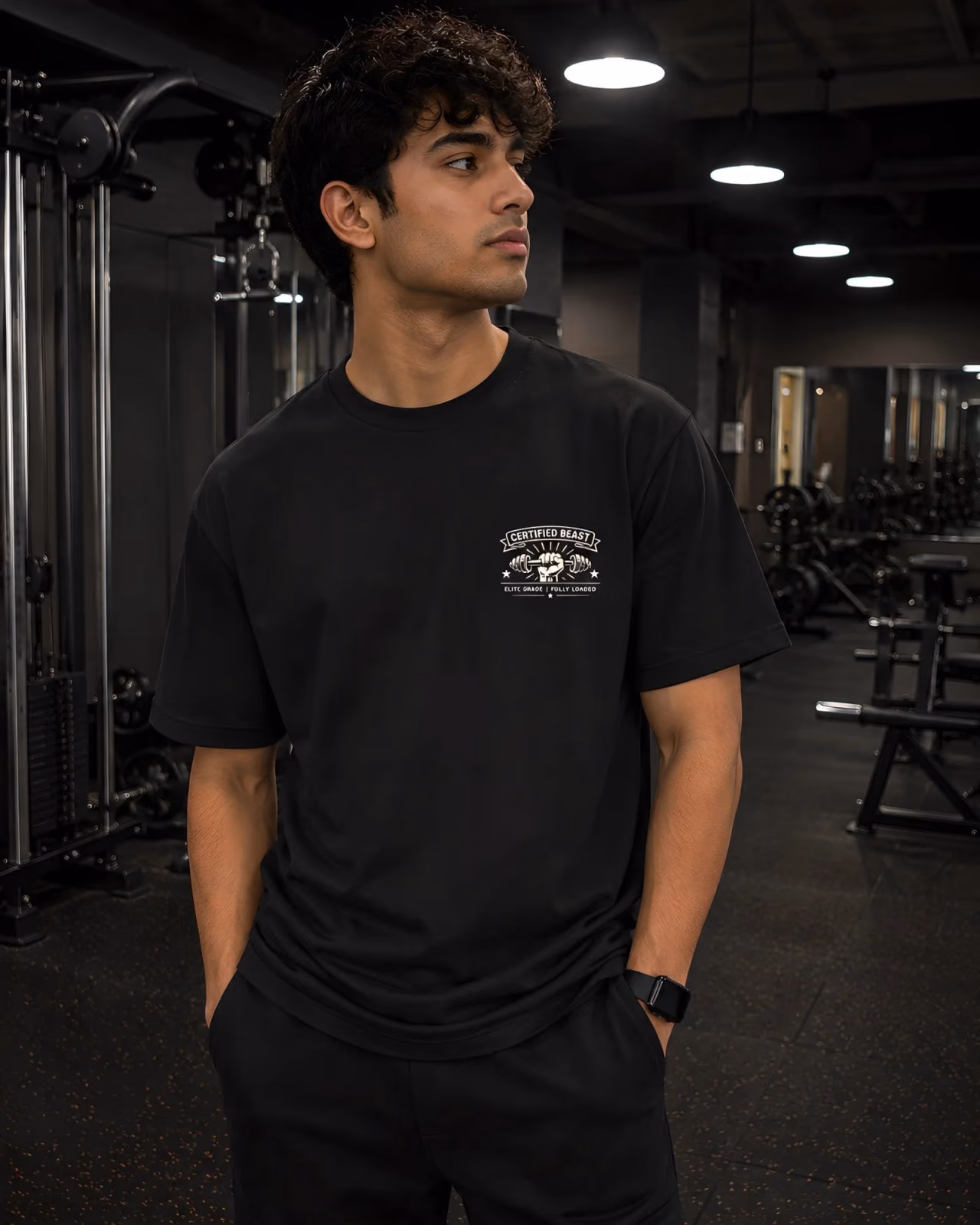 Certified Beast Black T-Shirt in Black, front view