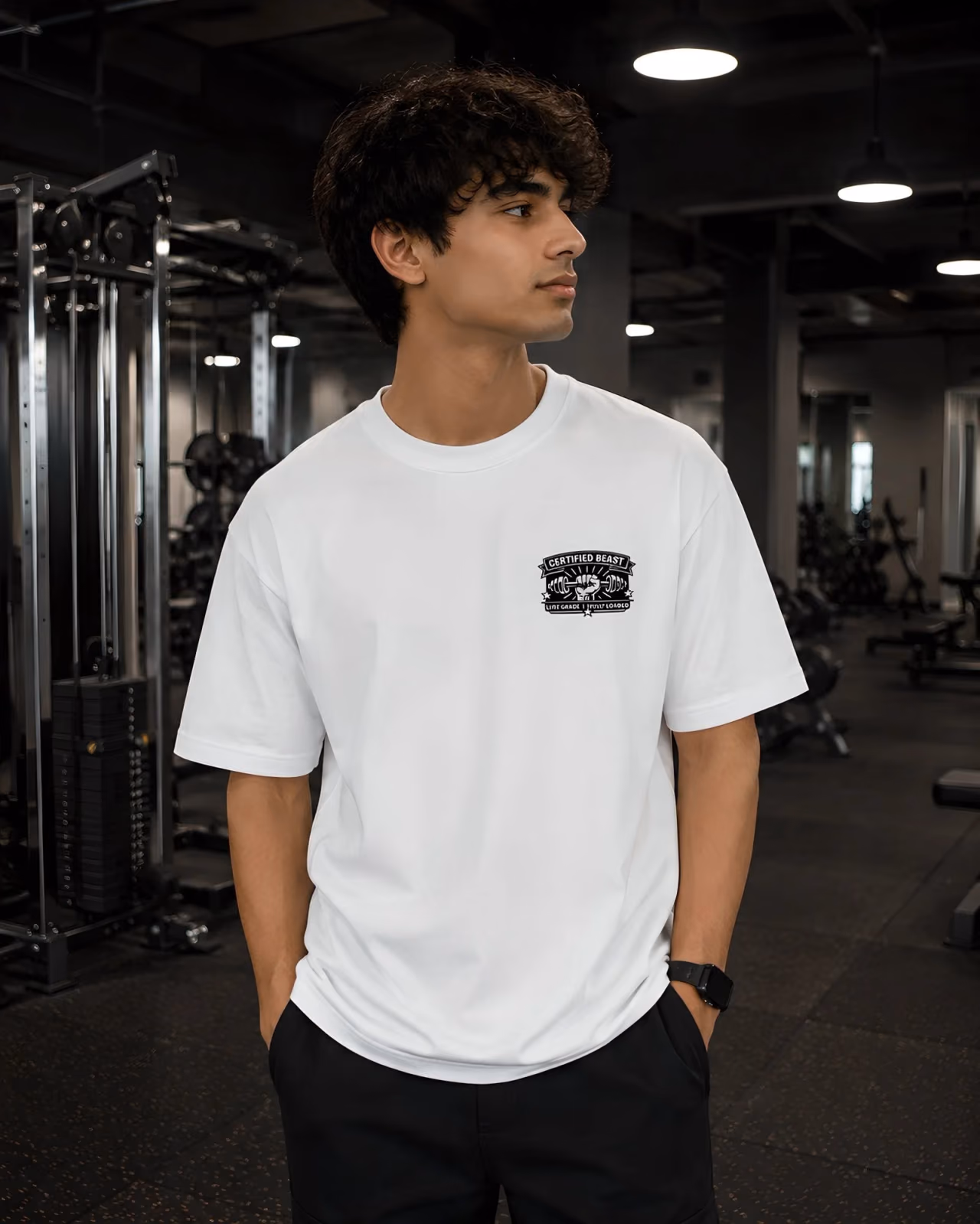 Certified Beast White T-Shirt in White, front view
