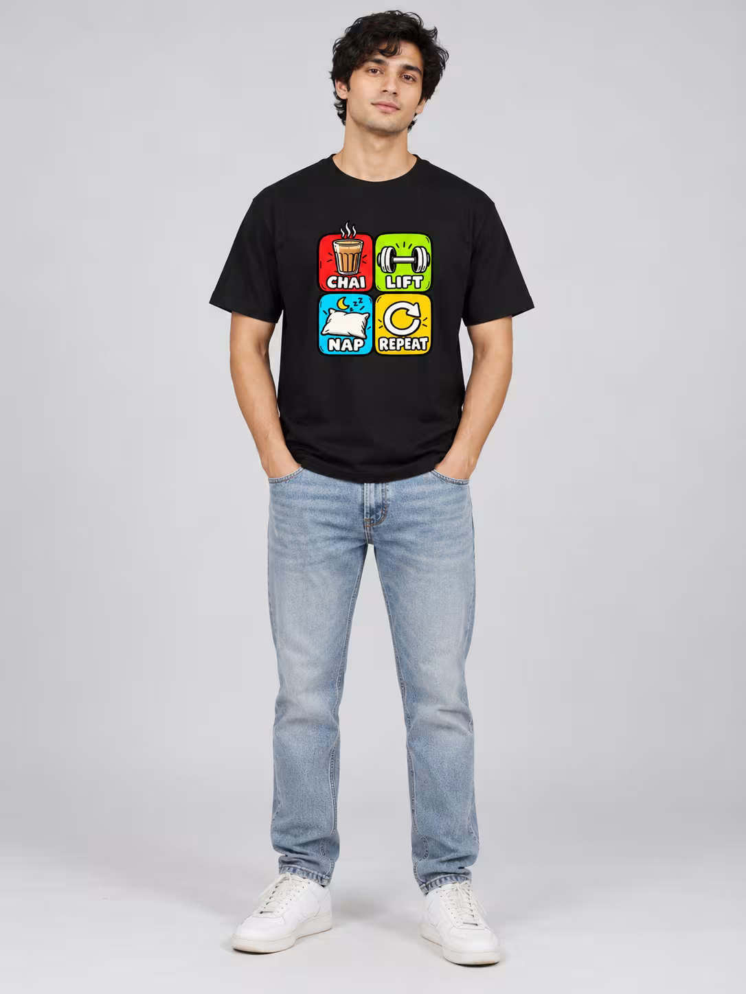 Chai Lift Nap Repeat Regular Fit T-Shirt