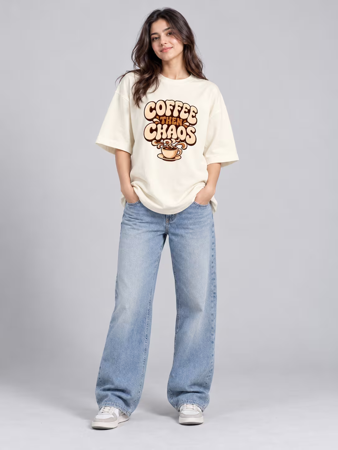 Coffee Then Chaos Unisex Oversized T-Shirt