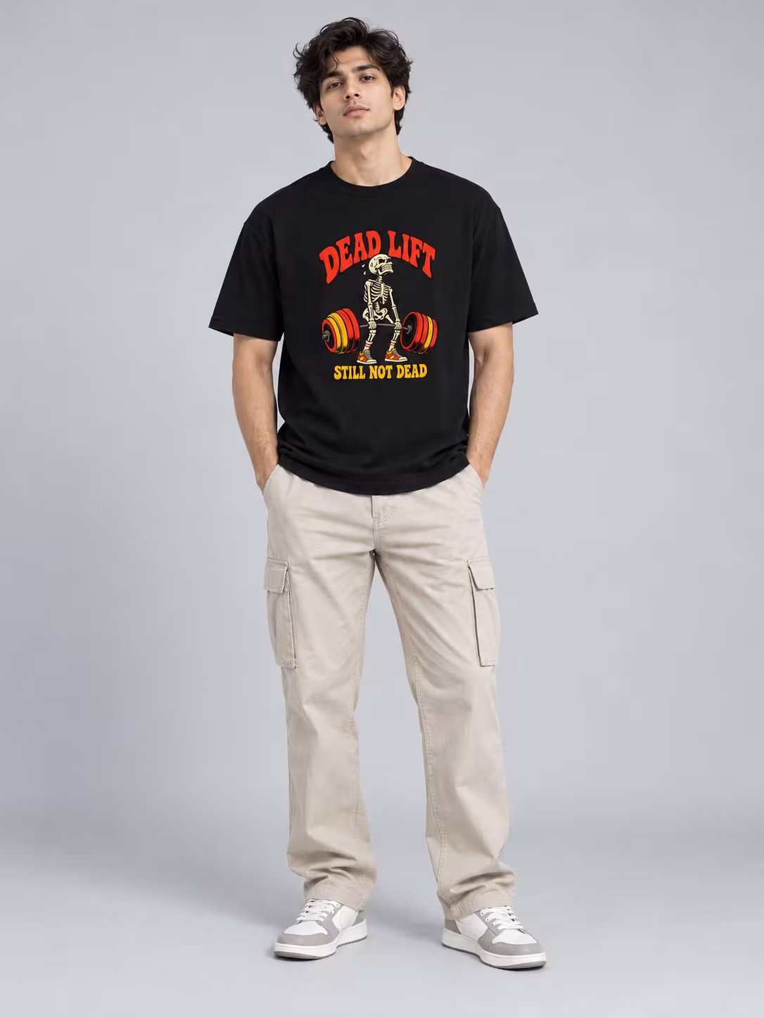 Dead Lift Regular Fit T-Shirt in Black, front