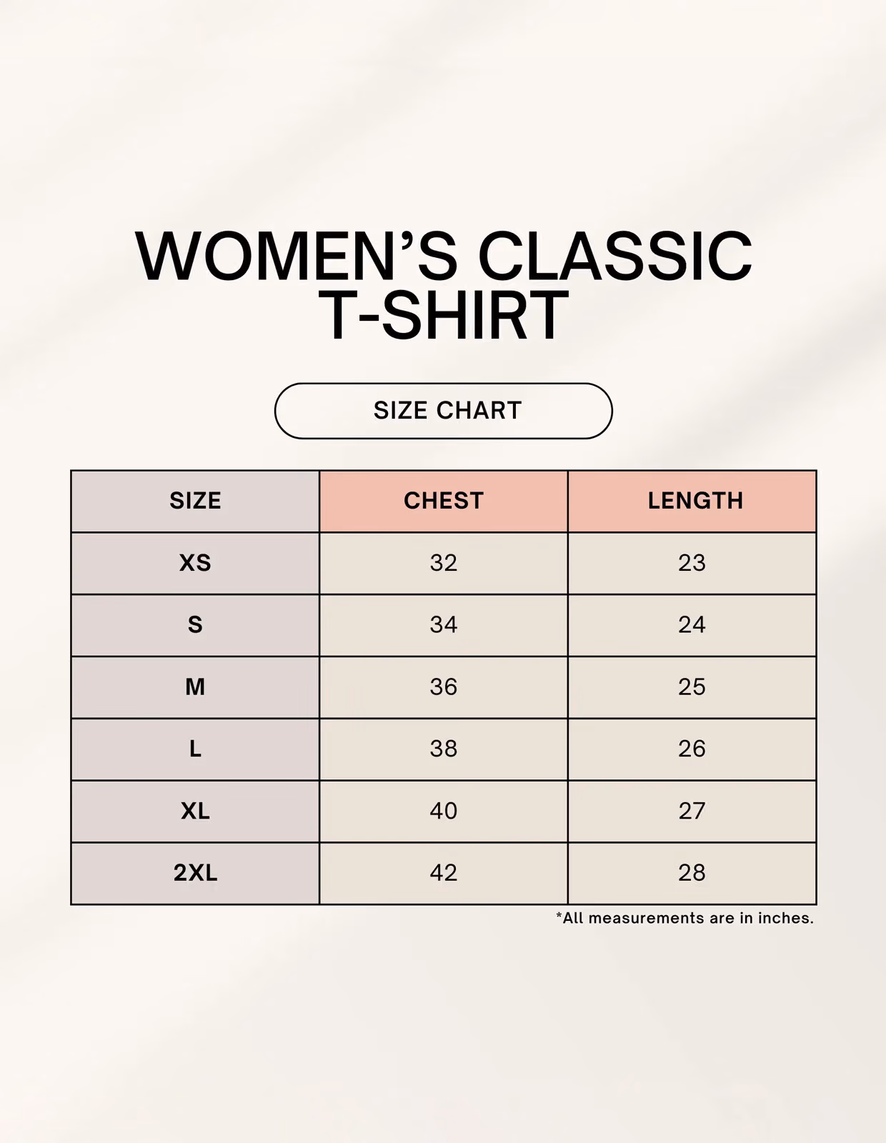 How to be a Rich Cat Women's T-Shirt size chart