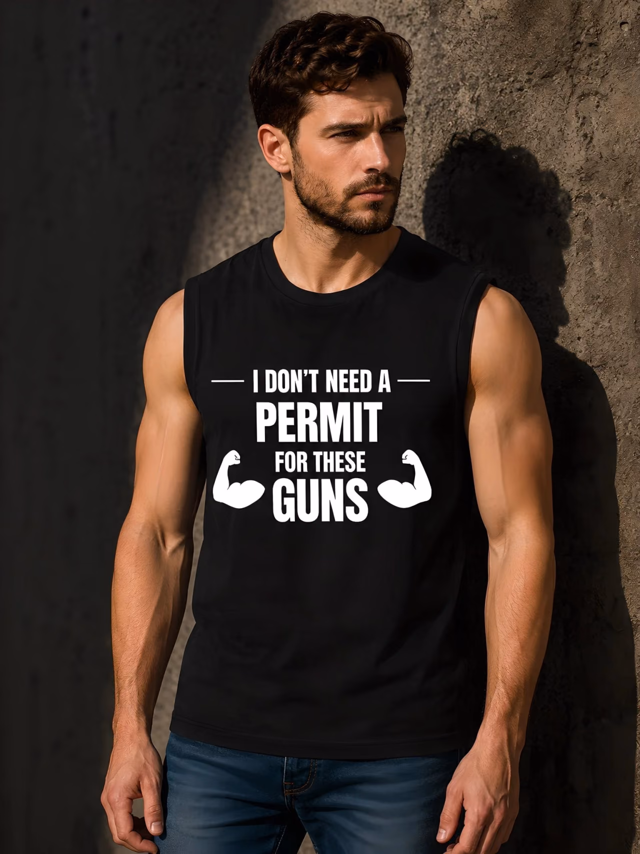I don't need Permit Gym T-Shirt in Black, front view