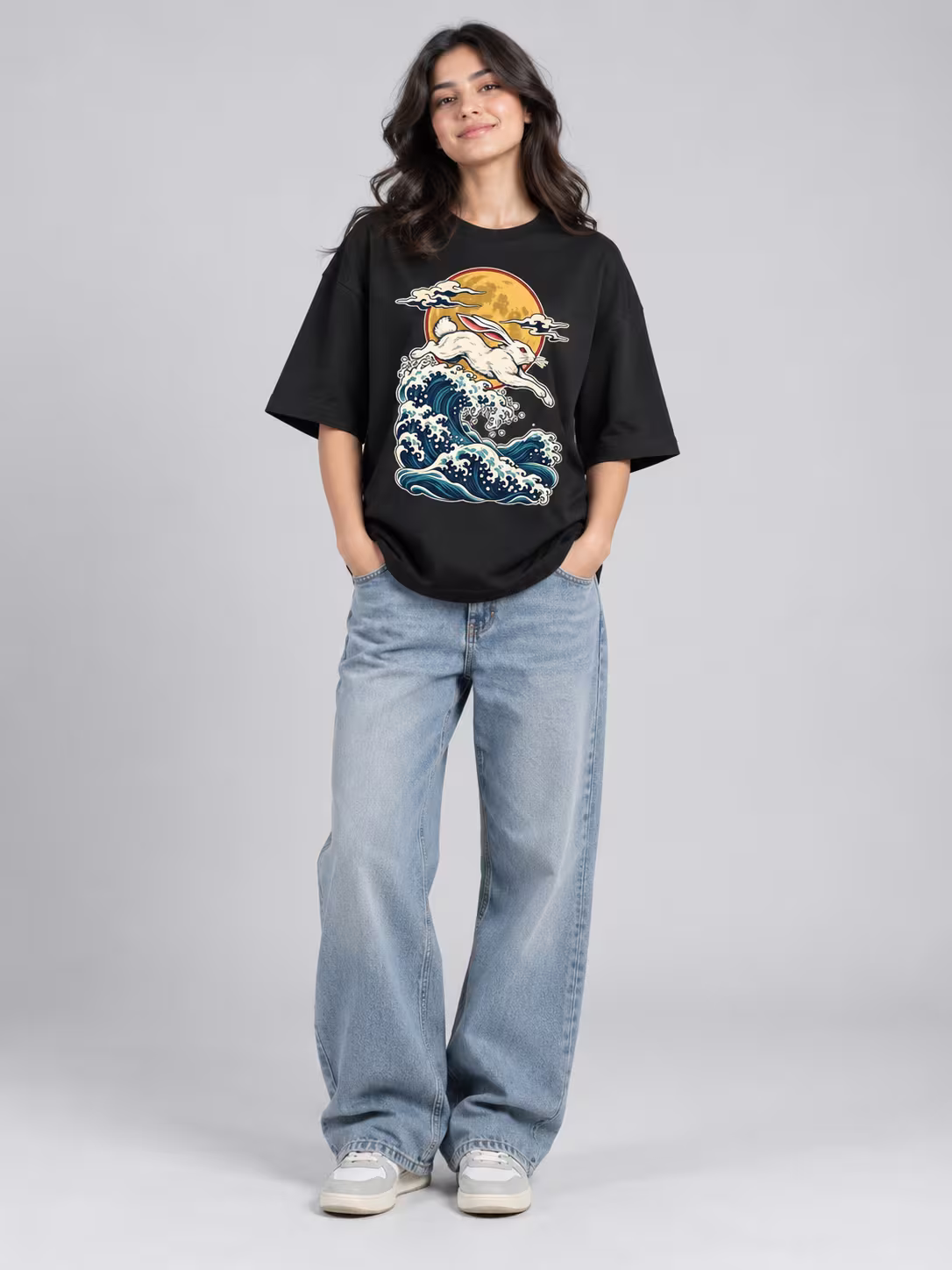 Moon Rabbit Unisex Oversized T-Shirt