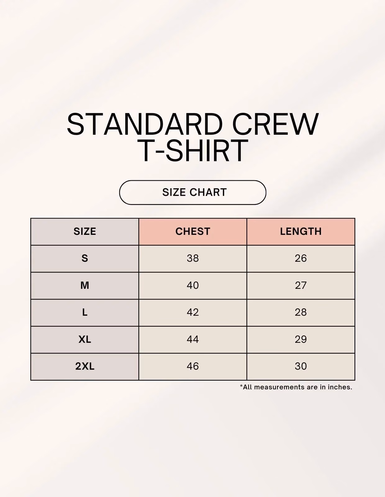 Om Namah Shivaya T-Shirt size chart