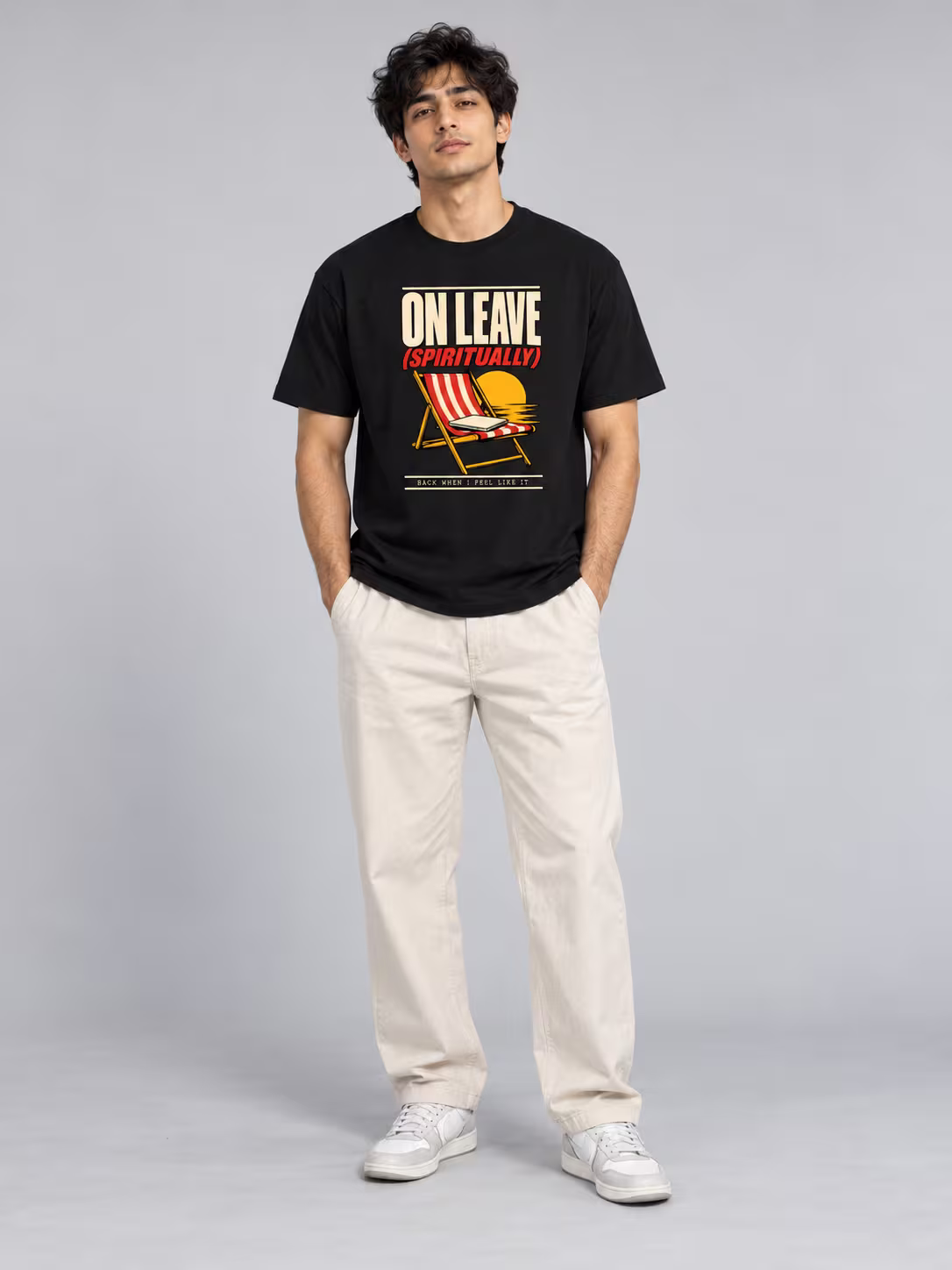 On Leave Regular Fit T-Shirt in Black, front