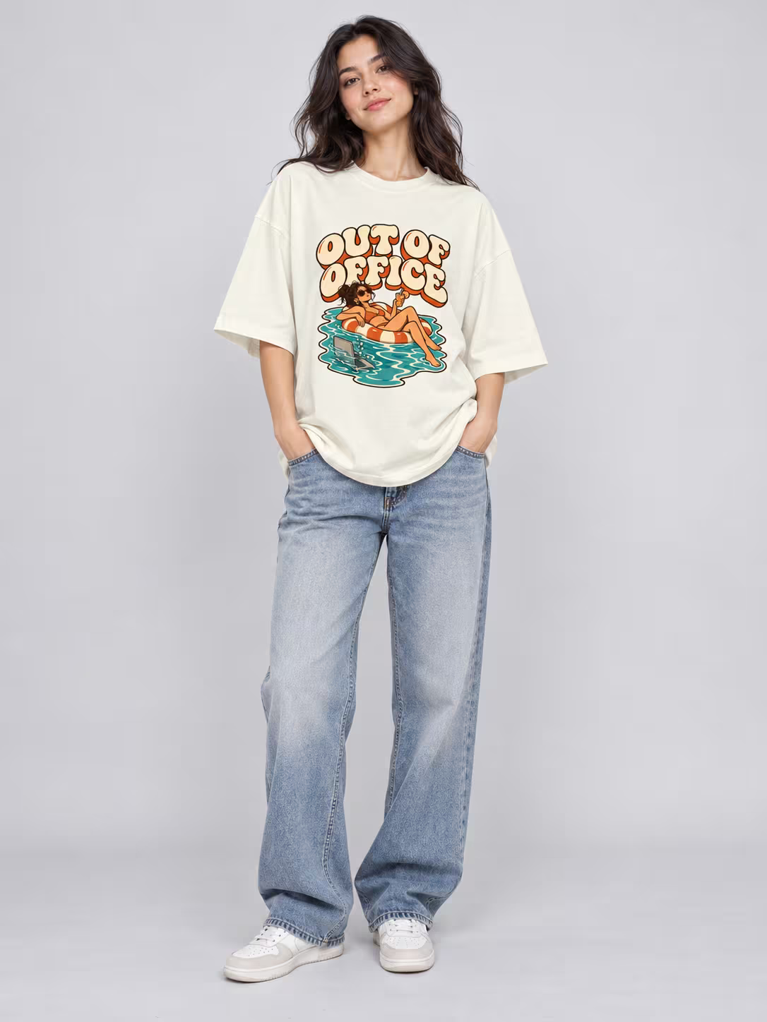 Out Of Office Pool Day Unisex Oversized T-Shirt