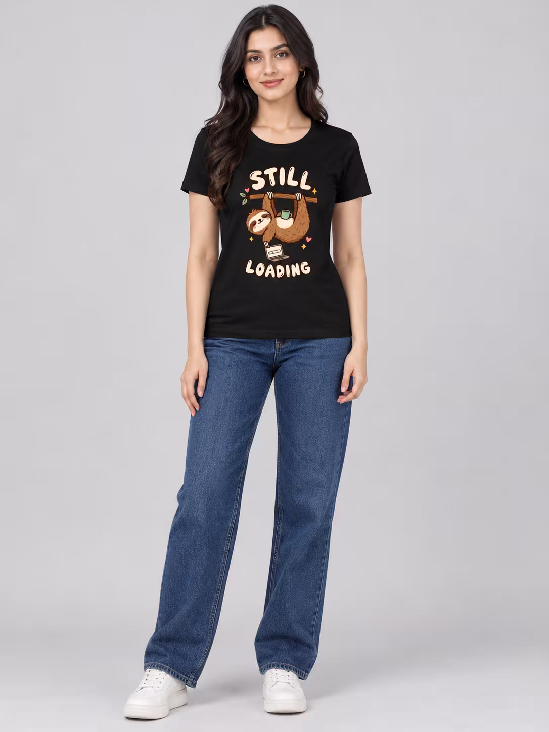 Still Loading Women's T-Shirt in Black, front
