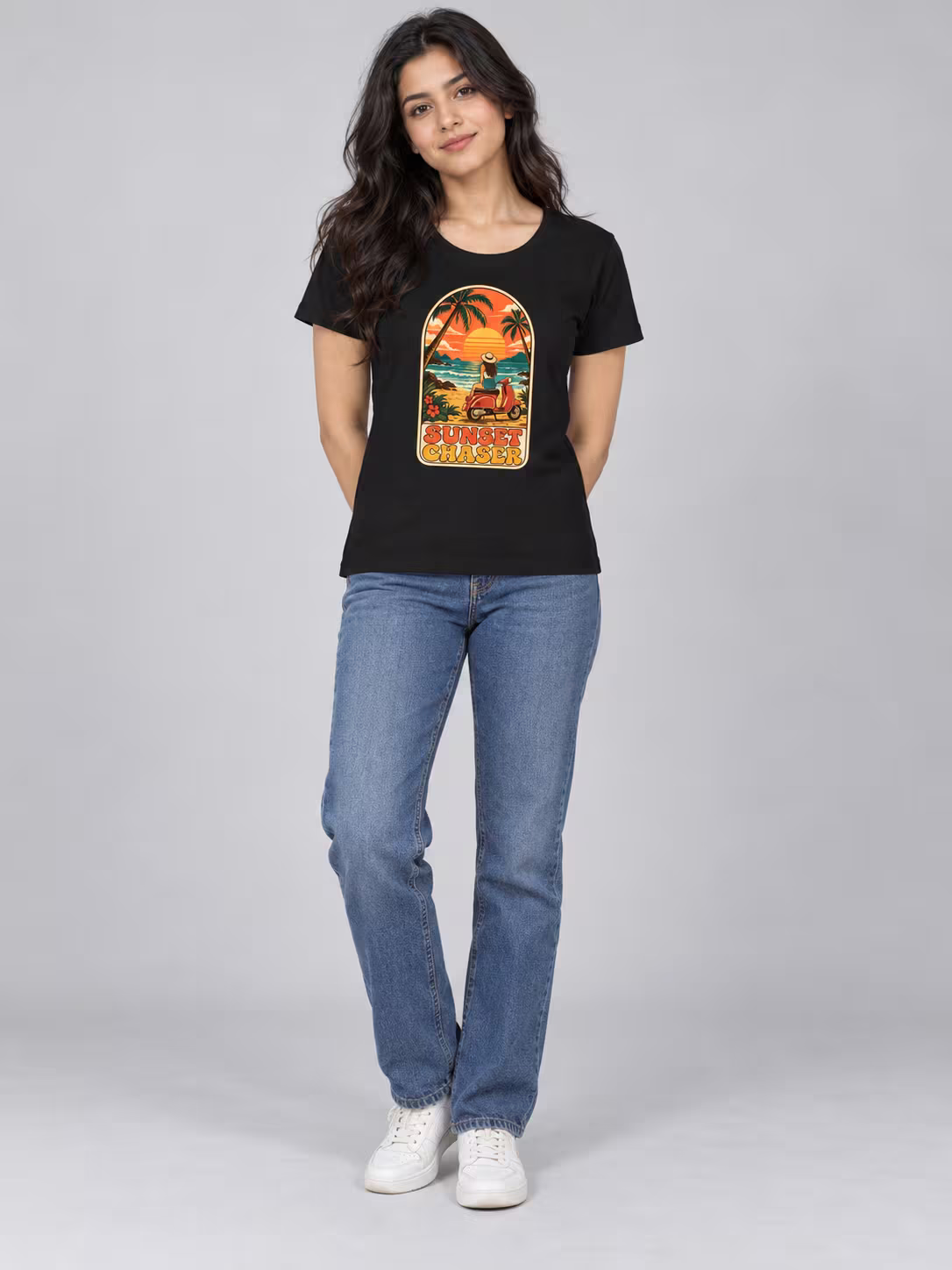 Sunset Chaser Women's T-Shirt in Black, front