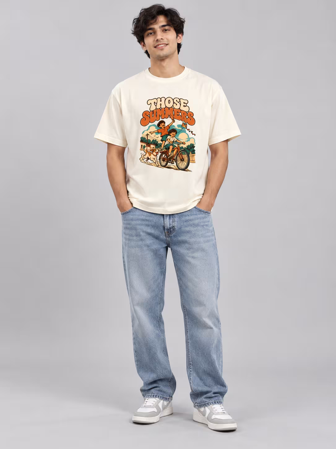 Those Summers Regular Fit T-Shirt in Off White, worn by a model