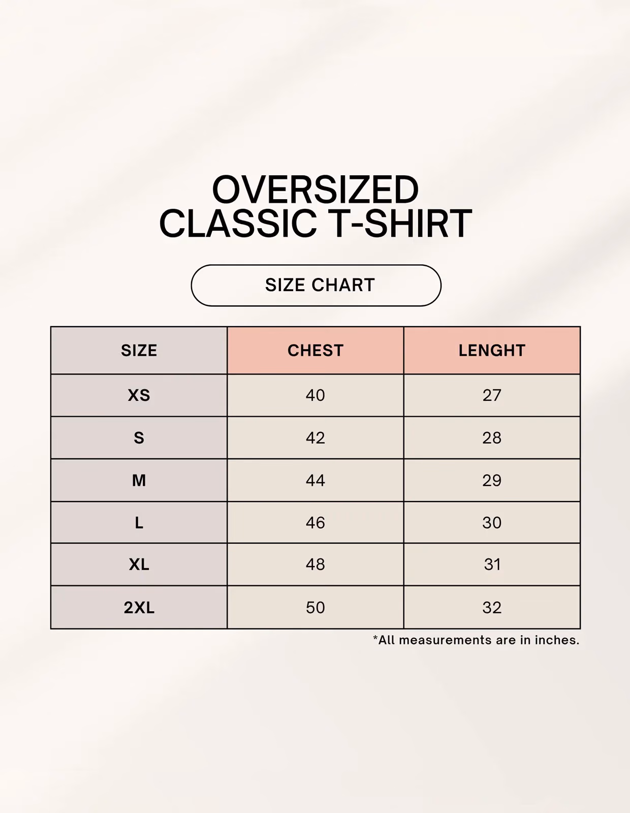 Tiger Girl Unisex Oversized T-Shirt size chart