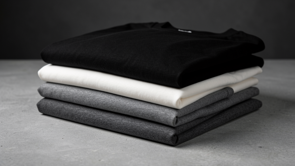 Stack of heavyweight 240 GSM oversized cotton t-shirts