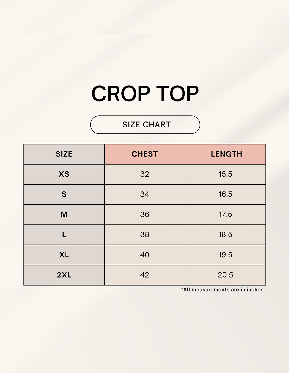I do not think Cat Crop Top size chart