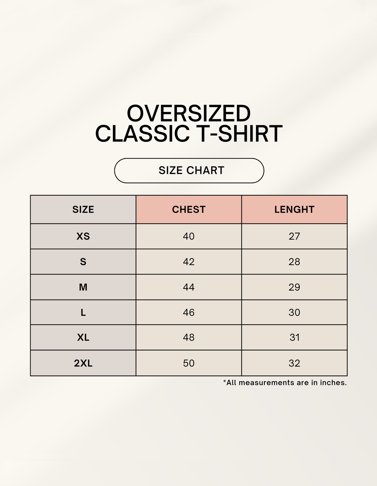 Zoro, The King of Hell Oversized T-Shirt size chart