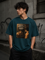 Eren Yeager oversized Attack on Titan anime T-shirt front print in petrol blue premium 240 GSM cotton