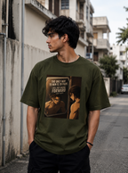 Eren Yeager oversized Attack on Titan anime T-shirt front print in olive green premium 240 GSM cotton