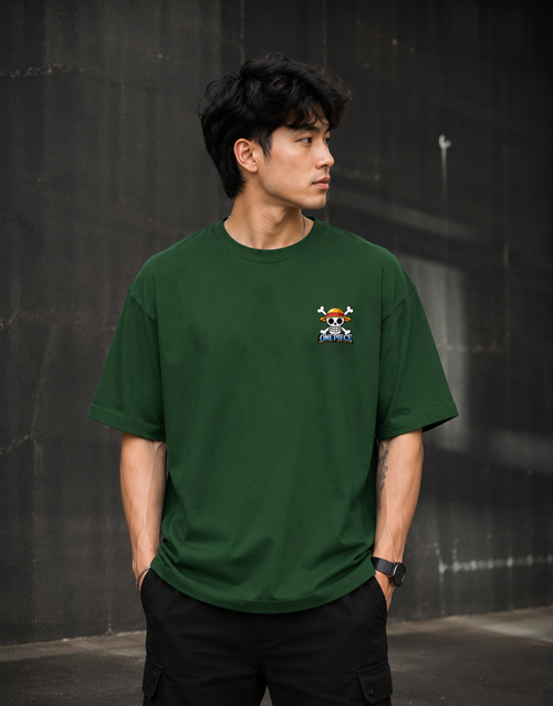 Roronoa Zoro One Piece oversized green t-shirt with chest logo - premium anime streetwear