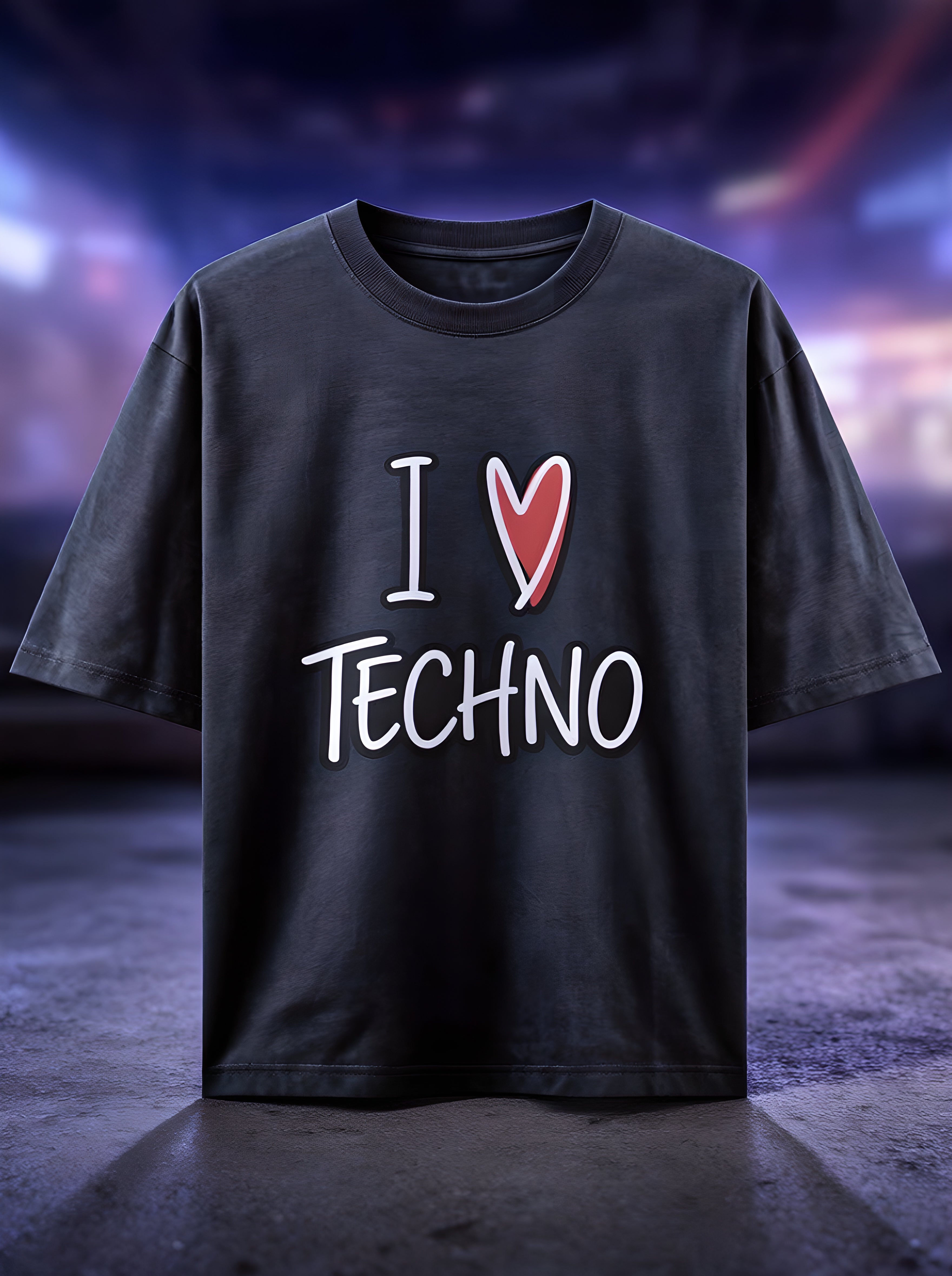 I Love Techno Unisex Oversized T-Shirt
