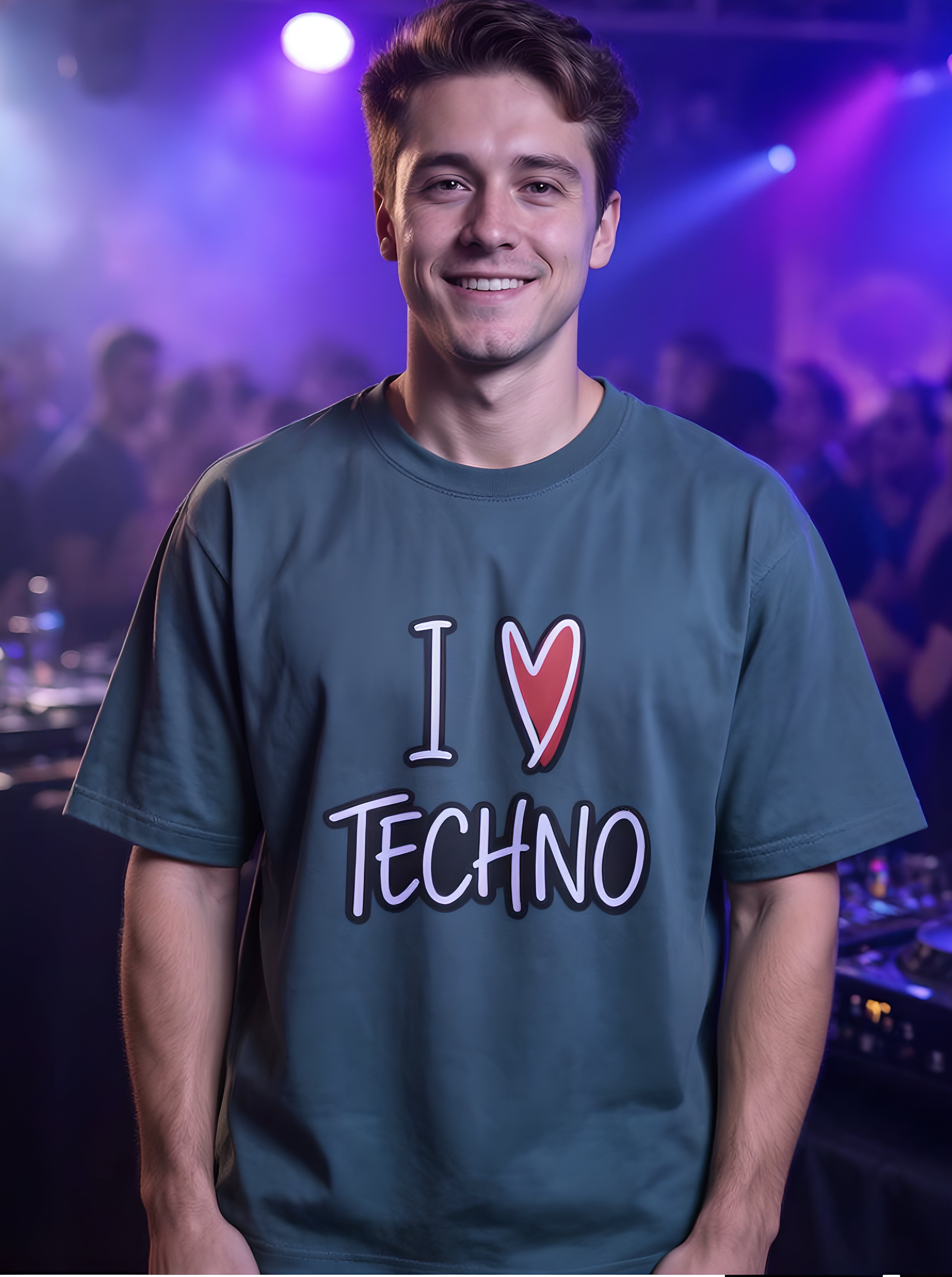 I Love Techno Unisex Oversized T-Shirt