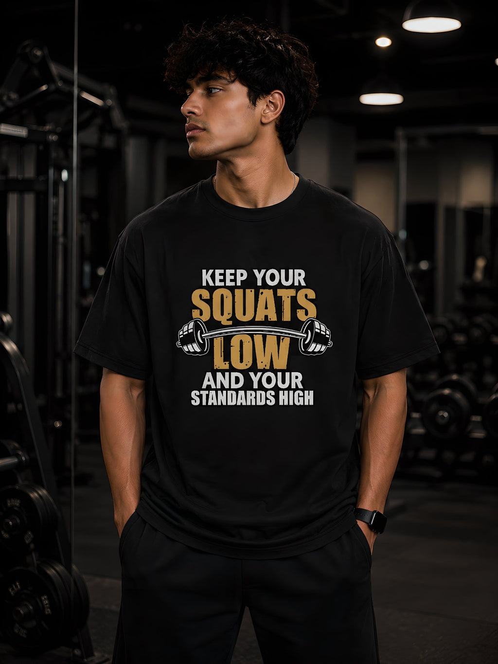 Gym - Keep Squats Low and Standard High T-Shirt graphic tee by Zojo aesthetic gym wear athletic wear