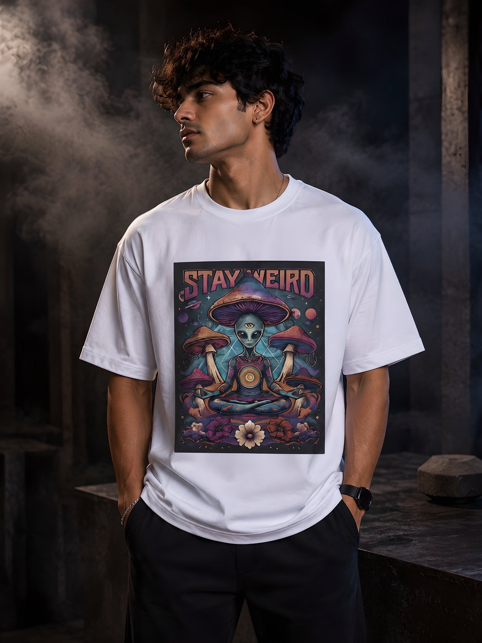 Stay Weird Psychedelic Alien T-Shirt - v-9hCj3iCCaVZW0sIIPBQhubTSpQPc-Hef - Zojo